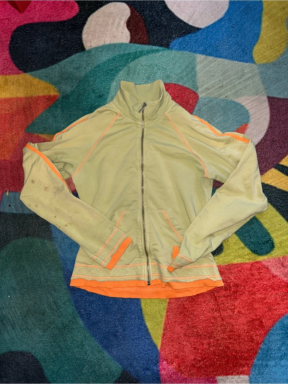 Light Green Track Jacket with Orange Trim - Women